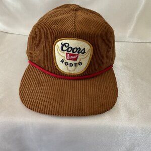 Vintage Coors Banquet Rodeo Brown Corduroy Snapback Hat Adjustable